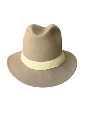 Vintage Bollman 100% Wool Felt Fedora Hat Taupe Tan Men's Large USA WPL 5923
